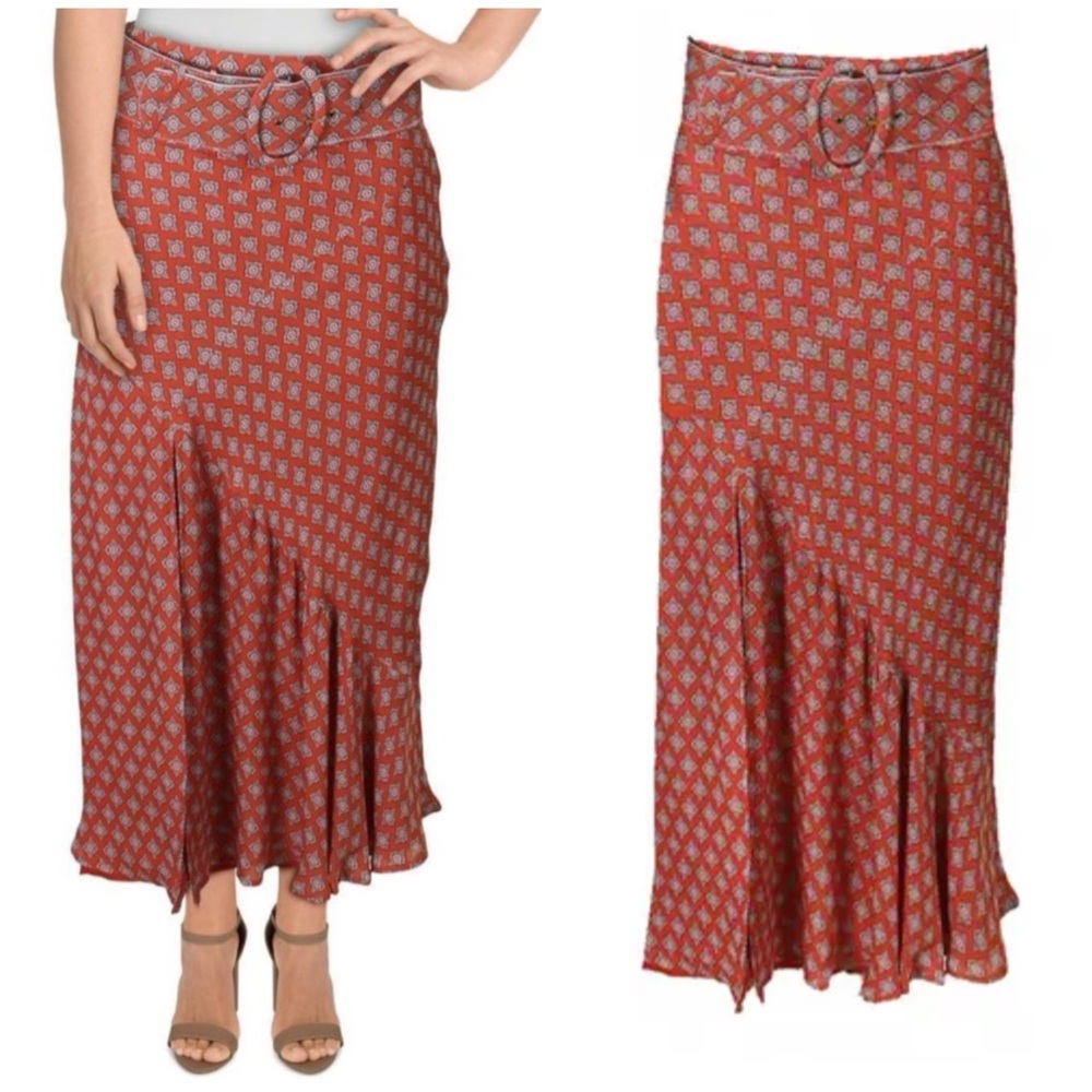 Nicholas Mia silk belted midi skirt